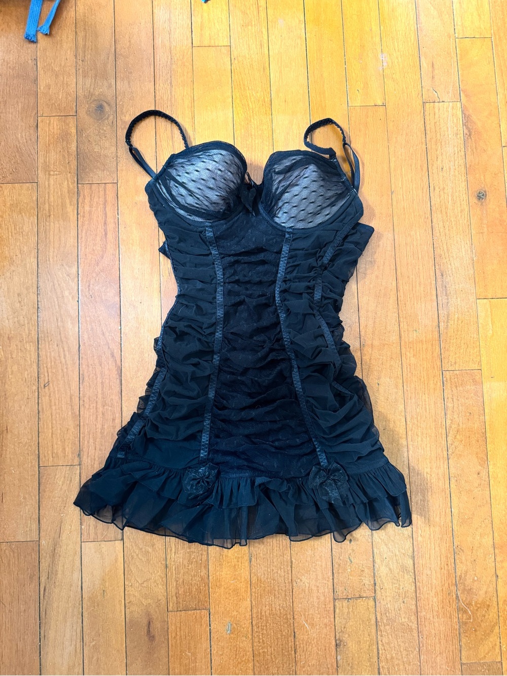 Victoria’s Secret bustier top Black Ruffled Sheer Chemise Slip - Women Intimates